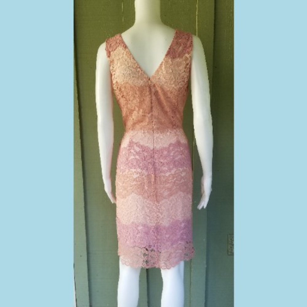 TAHARI Pink Ombre Striped Lace Sheath Dress 4 - Picture 3 of 4